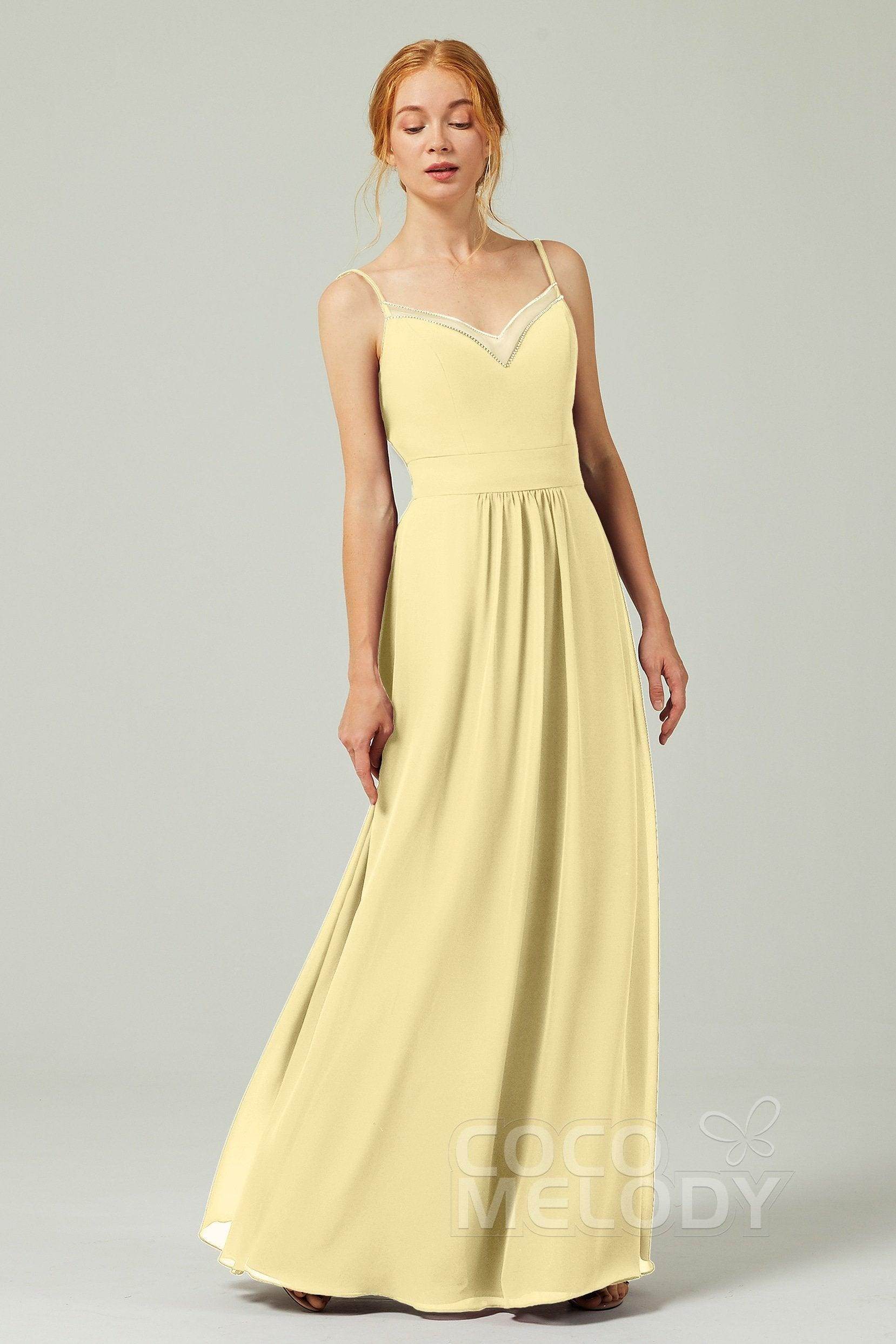 A-Line Floor Length Chiffon Bridesmaid Dress CB0293 - COCOMELODY